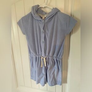 JCrew Crewcuts Girls Hooded Terry Romper Size 7 baby blue